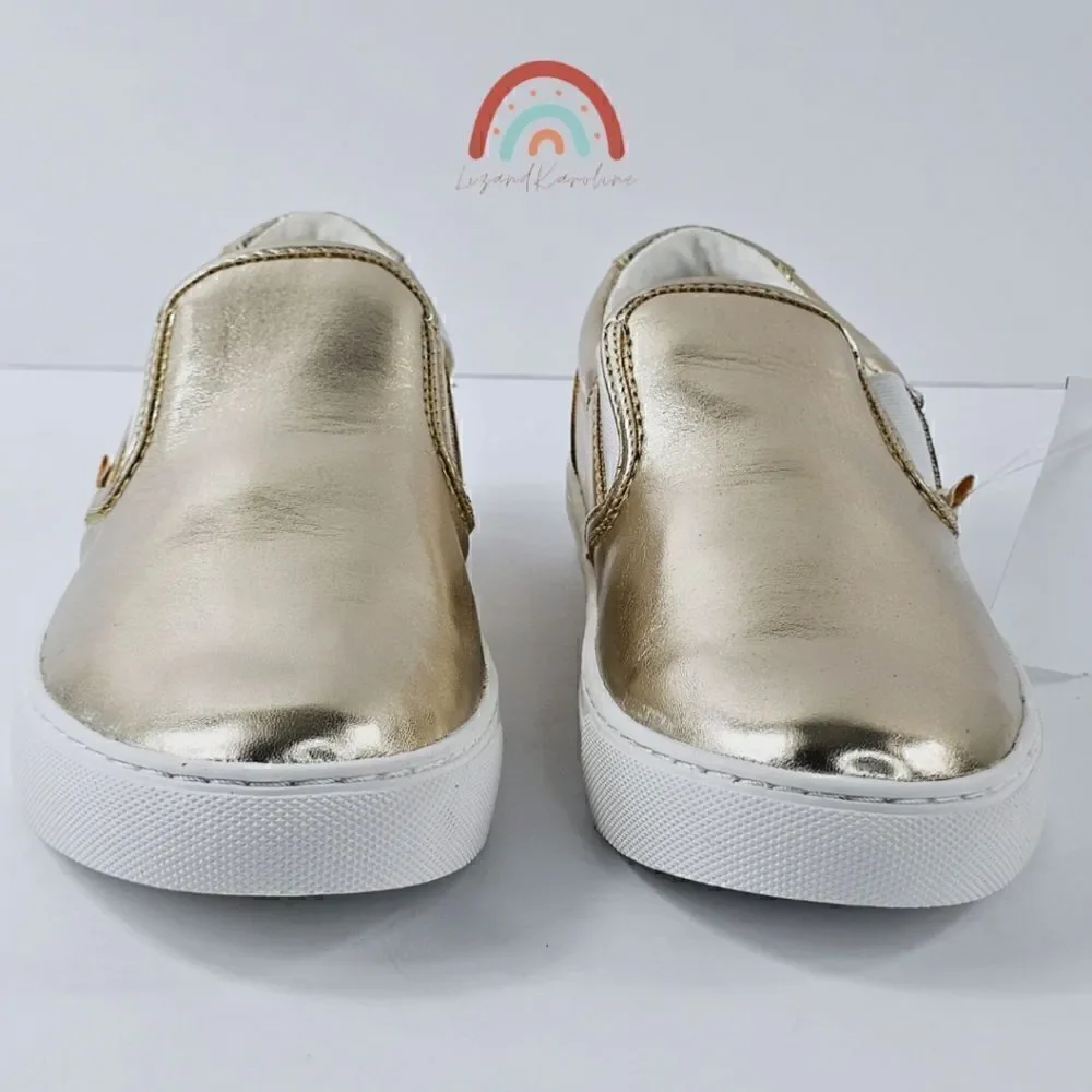 New! J. Crew Faux Leather Metallic Slip On Sneakers